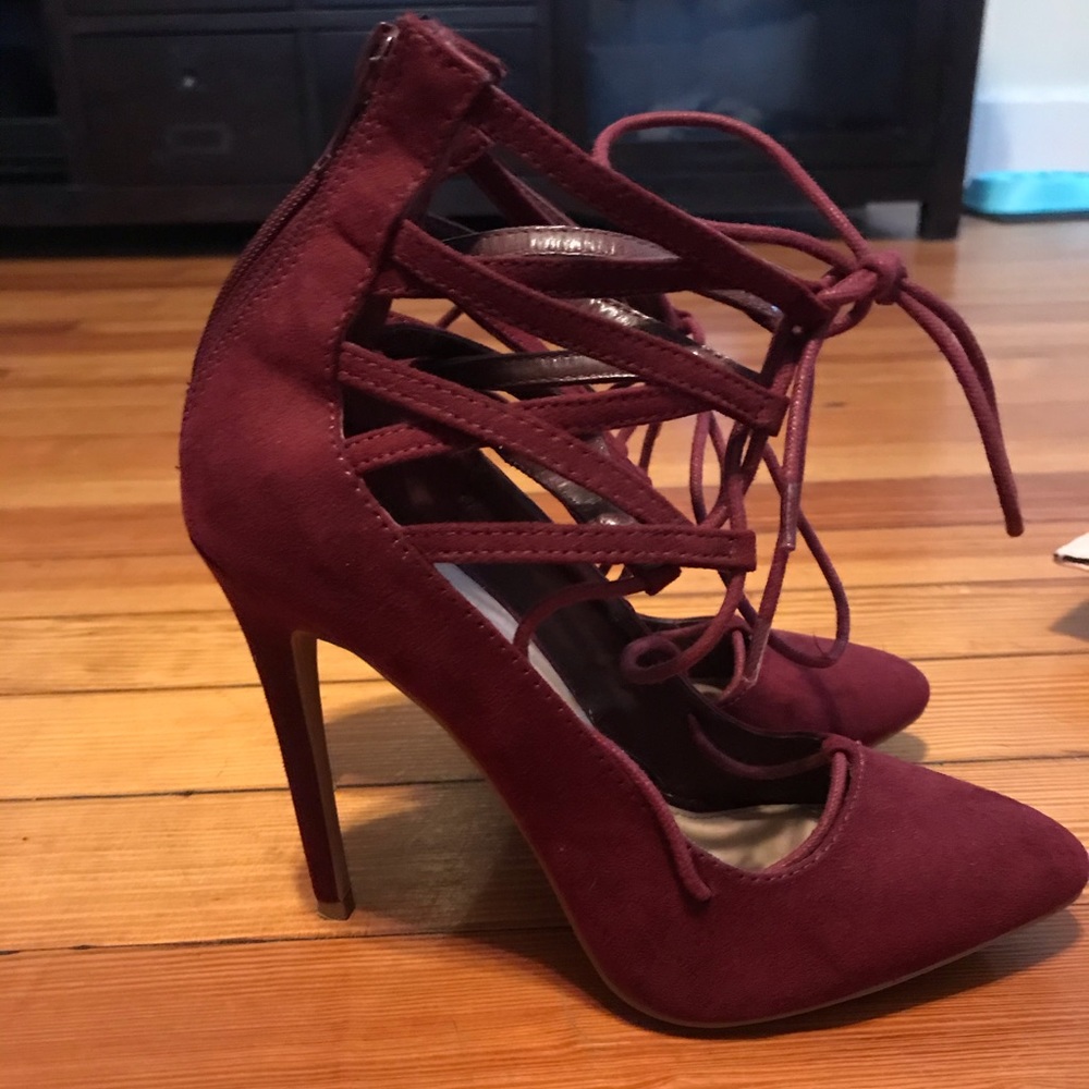 Charlotte Russe Maroon Strappy Heels